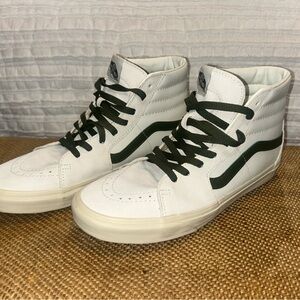 Vans White and Dark Green High-Top Sneakers